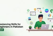 AI tools and digital marketing icons illustrating freelancing in Pakistan.